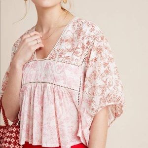 Anthropologie st. roche saffron blouse pink small